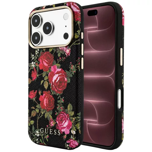 Guess - Blossom Roses Print MagSafe (GUHMP18X6PWGTBEK) - iPhone 18 Pro Max / iPhone 17 Pro Max - Black