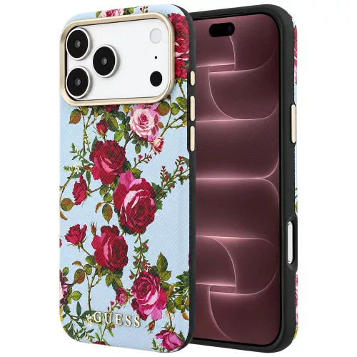 Guess - Blossom Roses Print MagSafe (GUHMP18X6PWGTBEB) - iPhone 18 Pro Max / iPhone 17 Pro Max - Light Blue