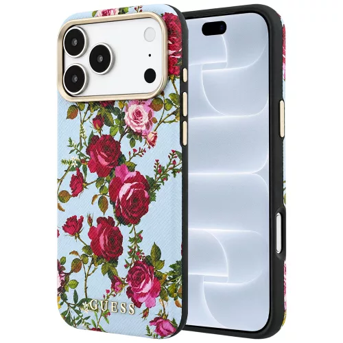 Guess - Blossom Roses Print MagSafe (GUHMP18L6PWGTBEB) - iPhone 18 Pro / iPhone 17 Pro - Light Blue