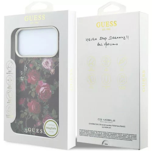 Guess - Blossom Roses Print MagSafe (GUHMP18L6PWGTBEU) - iPhone 18 Pro / iPhone 17 Pro - Burgundy