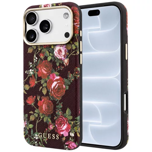 Guess - Blossom Roses Print MagSafe (GUHMP18L6PWGTBEU) - iPhone 18 Pro / iPhone 17 Pro - Burgundy