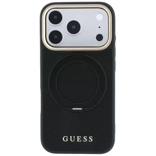 Guess - Grained Leather Ring Stand 360 Classic Logo MagSafe (GUHMP18L6PSGRSCLK) - iPhone 18 Pro / iPhone 17 Pro - Black