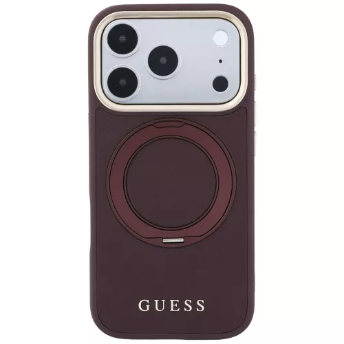 Guess - Grained Leather Ring Stand 360 Classic Logo MagSafe (GUHMP18L6PSGRSCLU) - iPhone 18 Pro / iPhone 17 Pro - Burgundy