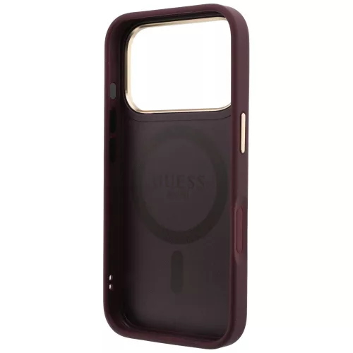 Guess - Grained Leather Ring Stand 360 Classic Logo MagSafe (GUHMP18L6PSGRSCLU) - iPhone 18 Pro / iPhone 17 Pro - Burgundy