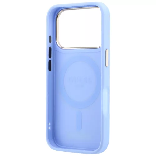 Guess - Grained Leather Ring Stand 360 Classic Logo MagSafe (GUHMP18L6PSGRSCLB) - iPhone 18 Pro / iPhone 17 Pro - Light Blue