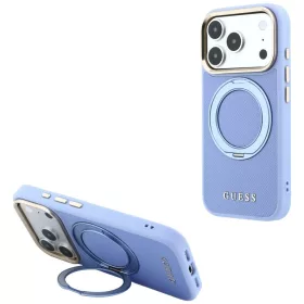   Guess - Grained Leather Ring Stand 360 Classic Logo MagSafe (GUHMP18X6PSGRSCLB) - iPhone 18 Pro Max / iPhone 17 Pro Max - Light Blue