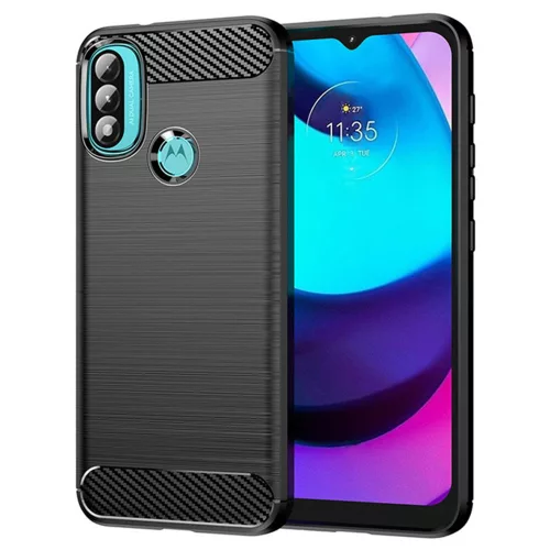 Techsuit - Carbon szilikon tok - Motorola Moto E20 / Moto E30 / Moto E40 - Fekete