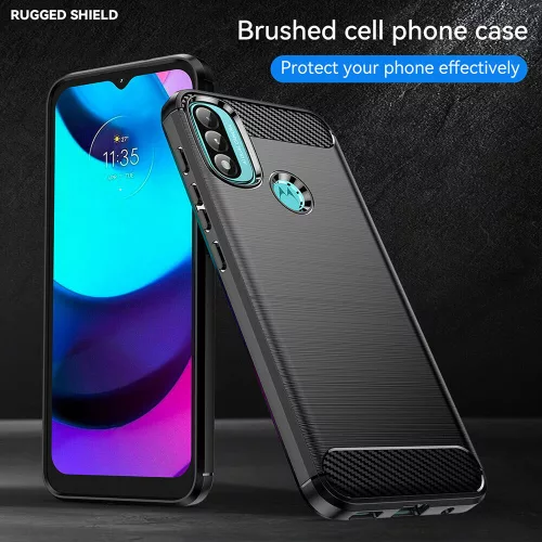 Techsuit - Carbon szilikon tok - Motorola Moto E20 / Moto E30 / Moto E40 - Fekete