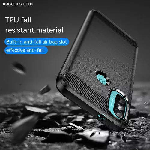Techsuit - Carbon szilikon tok - Motorola Moto E20 / Moto E30 / Moto E40 - Fekete