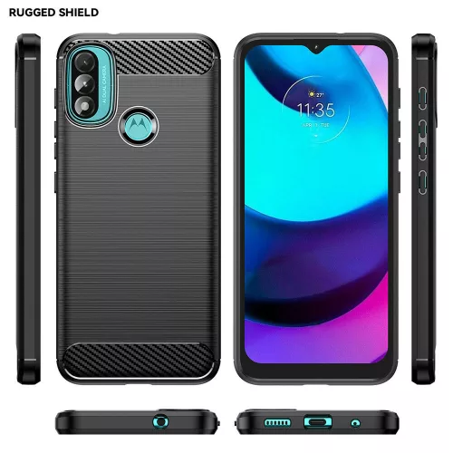 Techsuit - Carbon szilikon tok - Motorola Moto E20 / Moto E30 / Moto E40 - Fekete