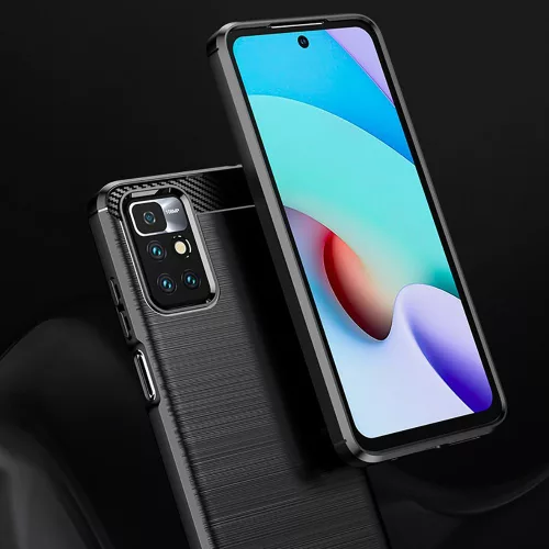 Techsuit - Carbon szilikon tok - Xiaomi Redmi 10 2021 / Redmi 10 2022 - Fekete