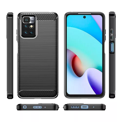 Techsuit - Carbon szilikon tok - Xiaomi Redmi 10 2021 / Redmi 10 2022 - Fekete