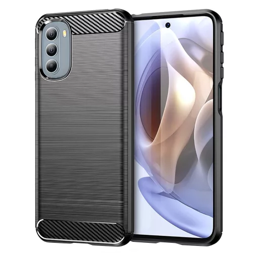 Techsuit - Carbon szilikon tok - Motorola Moto G31 4G / Moto G41 4G - Fekete