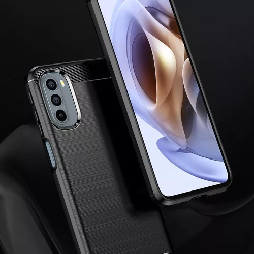Techsuit - Carbon szilikon tok - Motorola Moto G31 4G / Moto G41 4G - Fekete