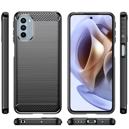 Techsuit - Carbon szilikon tok - Motorola Moto G31 4G / Moto G41 4G - Fekete