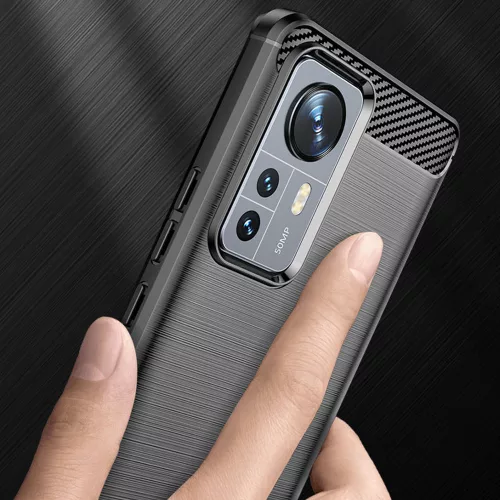 Techsuit - Carbon szilikon tok - Xiaomi 12 / 12X - Fekete
