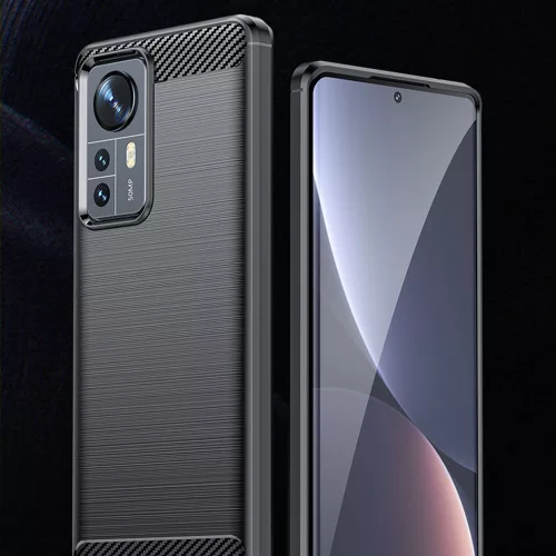 Techsuit - Carbon szilikon tok - Xiaomi 12 / 12X - Fekete