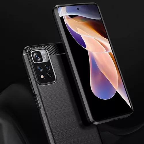 Techsuit - Carbon szilikon tok - Xiaomi Redmi Note 11 Pro+ 5G - Fekete