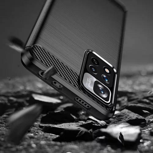 Techsuit - Carbon szilikon tok - Xiaomi Redmi Note 11 Pro+ 5G - Fekete
