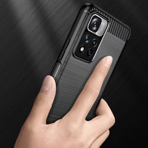 Techsuit - Carbon szilikon tok - Xiaomi Redmi Note 11 Pro+ 5G - Fekete
