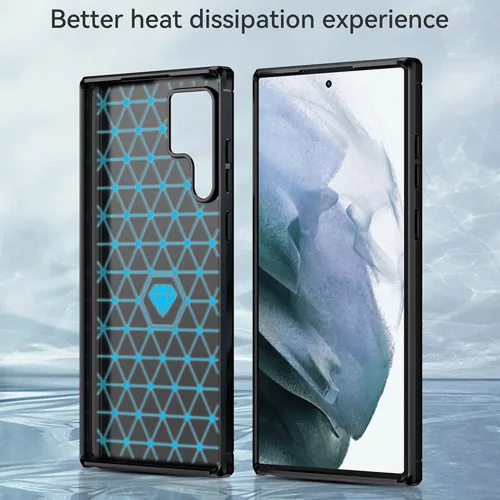 Techsuit - Carbon szilikon tok - Samsung Galaxy S22 Ultra - Fekete