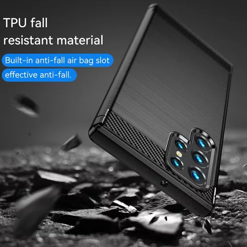 Techsuit - Carbon szilikon tok - Samsung Galaxy S22 Ultra - Fekete
