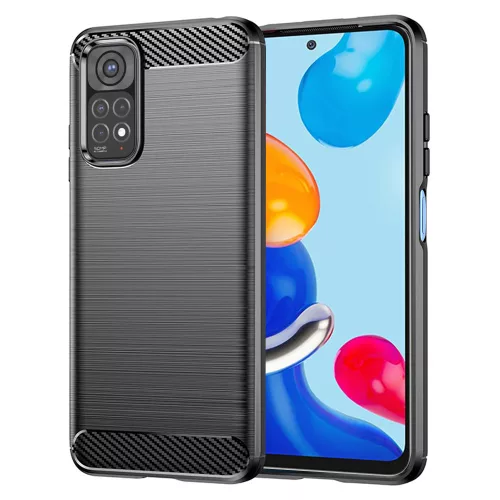 Techsuit - Carbon szilikon tok - Xiaomi Redmi Note 11 / Note 11S - Fekete