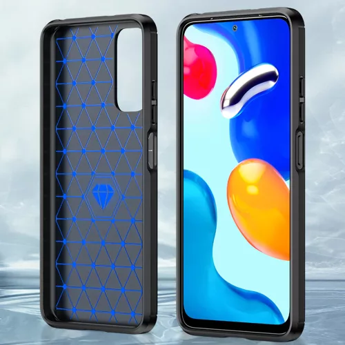 Techsuit - Carbon szilikon tok - Xiaomi Redmi Note 11 / Note 11S - Fekete