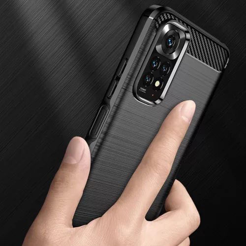 Techsuit - Carbon szilikon tok - Xiaomi Redmi Note 11 / Note 11S - Fekete