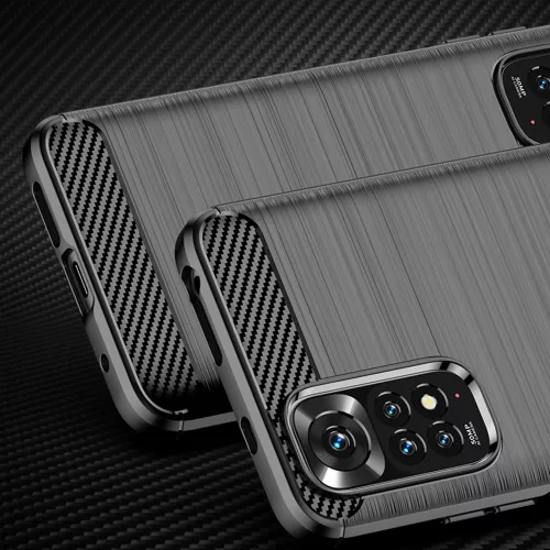 Techsuit - Carbon szilikon tok - Xiaomi Redmi Note 11 / Note 11S - Fekete