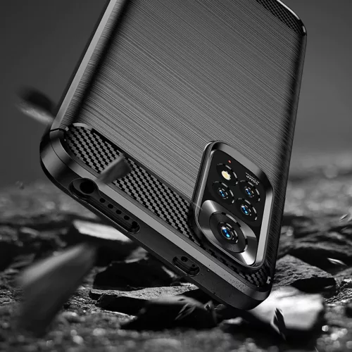 Techsuit - Carbon szilikon tok - Xiaomi Redmi Note 11 / Note 11S - Fekete