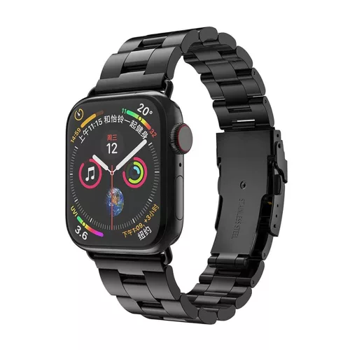Techsuit - Watchband (W036) - Apple Watch 1/2/3/4/5/6/7/8/9/10/11/SE/SE 2/SE 3/Ultra/2/3 (42/44/45/46/49mm) - Black