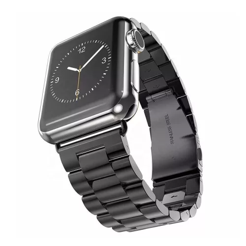 Techsuit - Watchband (W036) - Apple Watch 1/2/3/4/5/6/7/8/9/10/11/SE/SE 2/SE 3/Ultra/2/3 (42/44/45/46/49mm) - Black
