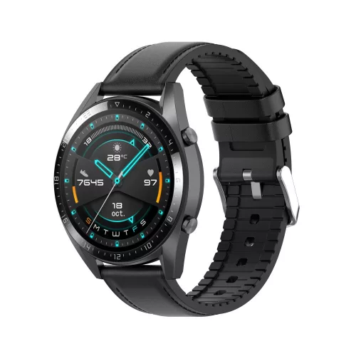 Techsuit - Watchband 20mm (W007m) - Samsung Galaxy Watch 4/5/Active 2, Huawei Watch GT 3 (42mm)/GT 3 Pro (43mm) - Black