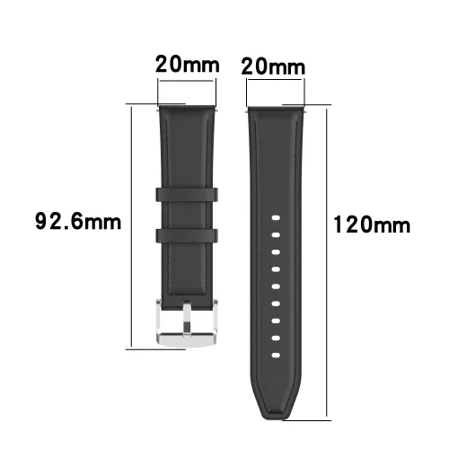 Techsuit - Watchband 20mm (W007m) - Samsung Galaxy Watch 4/5/Active 2, Huawei Watch GT 3 (42mm)/GT 3 Pro (43mm) - Black