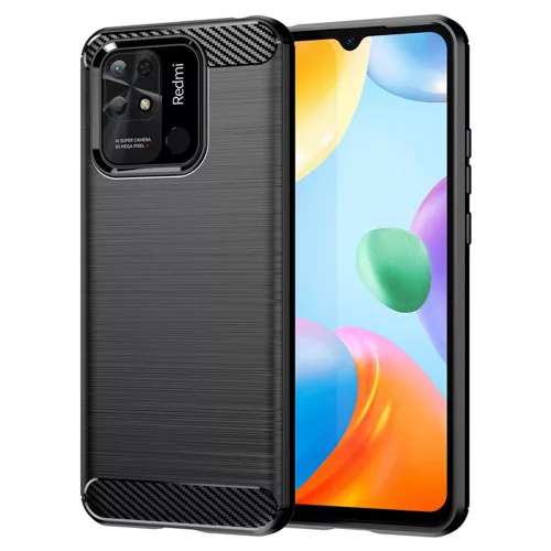 Techsuit - Carbon szilikon tok - Xiaomi Redmi 10C - Fekete