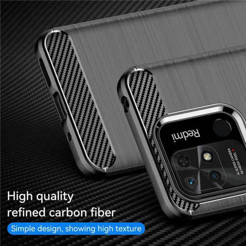 Techsuit - Carbon szilikon tok - Xiaomi Redmi 10C - Fekete
