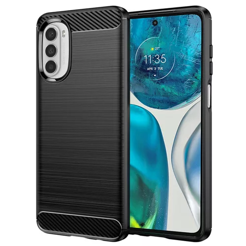 Techsuit - Carbon szilikon tok - Motorola Moto G52 4G / Moto G82 5G - Fekete