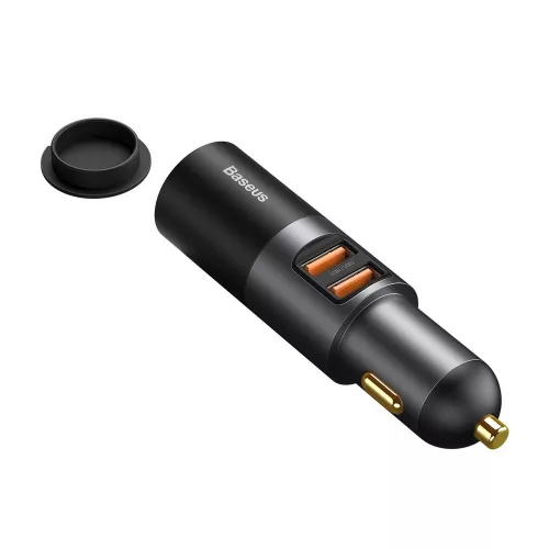 Baseus - Car Charger Share Together (CCBT-D0G/C00034800817-Z1) - Cigarette Lighter Expansion, 2xUSB-A, QC 3.0 120W - Gray