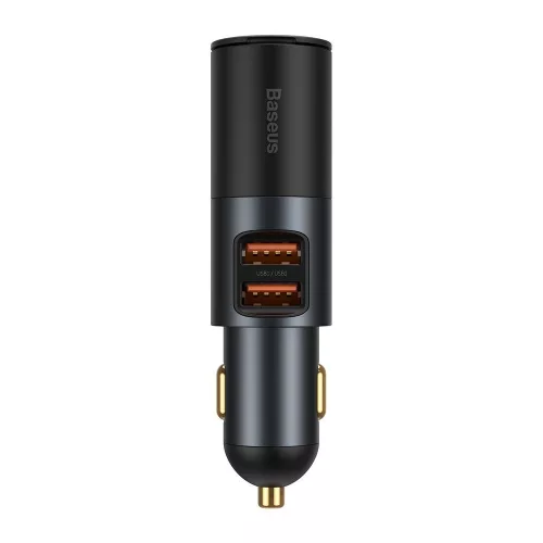Baseus - Car Charger Share Together (CCBT-D0G/C00034800817-Z1) - Cigarette Lighter Expansion, 2xUSB-A, QC 3.0 120W - Gray