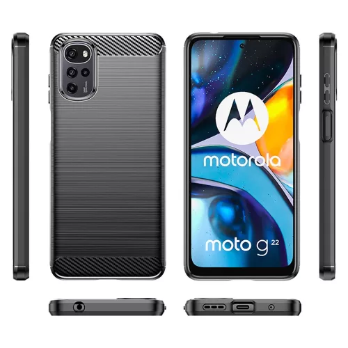 Techsuit - Carbon szilikon tok - Motorola Moto G22 - Fekete