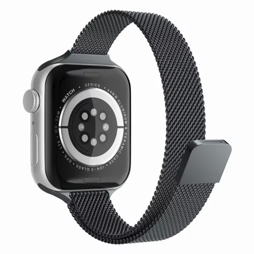 Techsuit - Watchband (W034) - Apple Watch 1/2/3/4/5/6/7/8/9/10/11/SE/SE 2/SE 3 (38/40/41/42mm) - Fekete