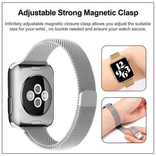 Techsuit - Watchband (W034) - Apple Watch 1/2/3/4/5/6/7/8/9/10/11/SE/SE 2/SE 3/Ultra/2/3 (42/44/45/46/49mm) - Silver