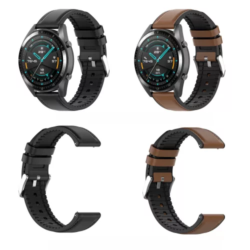 Techsuit - Watchband 22mm (W007) - Samsung Galaxy Watch (46mm)/Watch 3/Gear S3, Huawei Watch GT/GT 2/GT 3 (46mm) - Brown