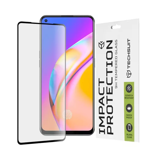 Techsuit - 111D Full Cover/Full Glue üvegfólia - Oppo A74 4G/A94/A95/Find X5 Lite/Reno5 Lite/Z/Reno7 5G/Realme 9 4G/9 Pro+ - Fekete széllel