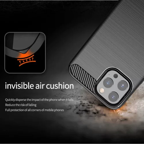 Techsuit - Carbon szilikon tok - iPhone 14 Pro - Fekete