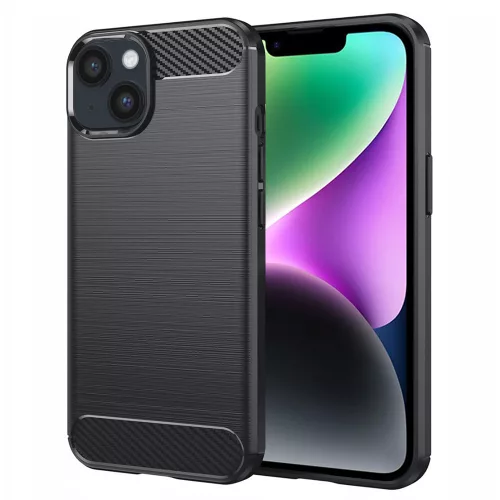 Techsuit - Carbon szilikon tok - iPhone 14 - Fekete